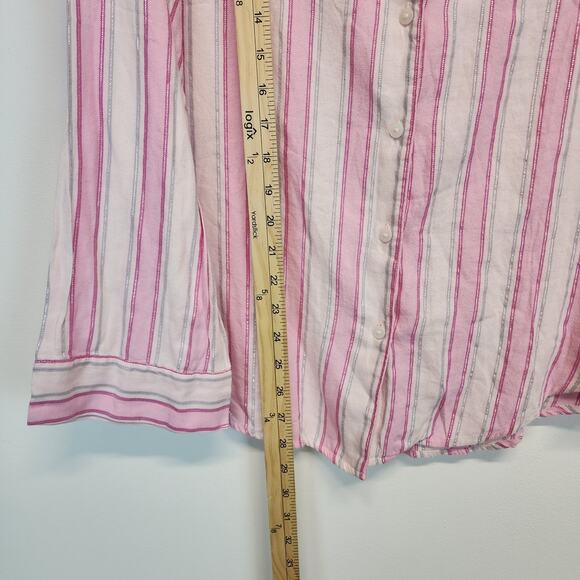 Victoria Secret Pink Metallic Stripe Pajama Set Size M Cotton Modal Blend Iconic - Picture 10 of 15